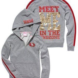 49ers Meet me in the Endzone PINK Victoria's Secret Fleece V Neck Hoodie